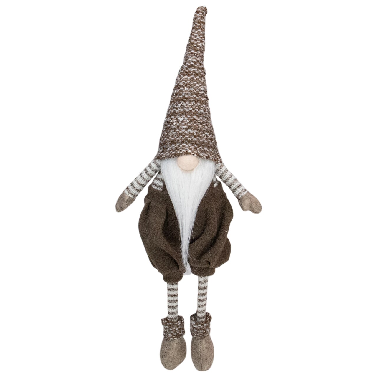 Northlight Sitting Gnome with Striped Dangling Legs Christmas Figure - 18.5" - Brown